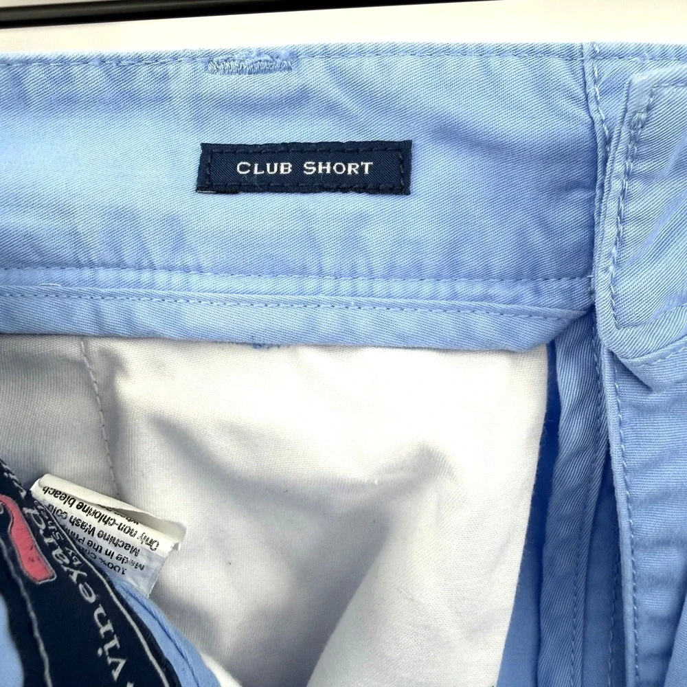 Vineyard Vines Shorts Mens 28x9 Light Blue Club Short Cotton Twill Preppy Beach